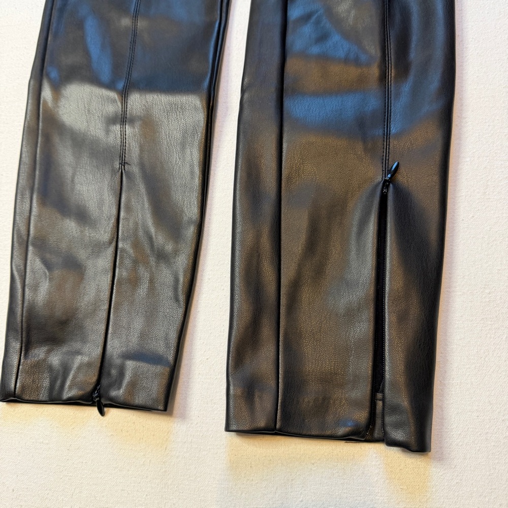 Zara Black Faux Leather Leggings Side Zip w/ Ankle Zip Women's Size XS - Picture 5 of 10